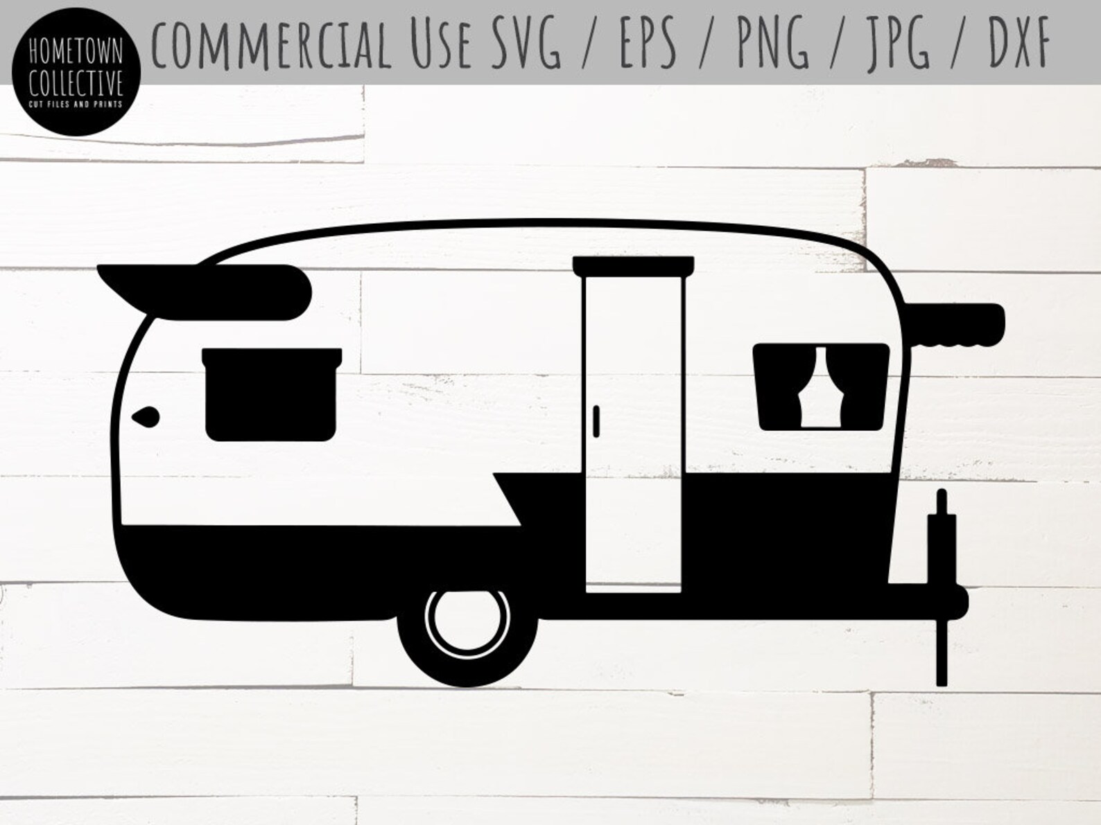 Retro Camper Svg, Retro Rv, Single Layer Svg, Easy Svg, Cute Trailer, Glamp...