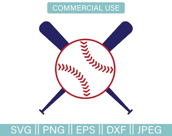 Baseball and Bat Svg Cut File, Commercial Use