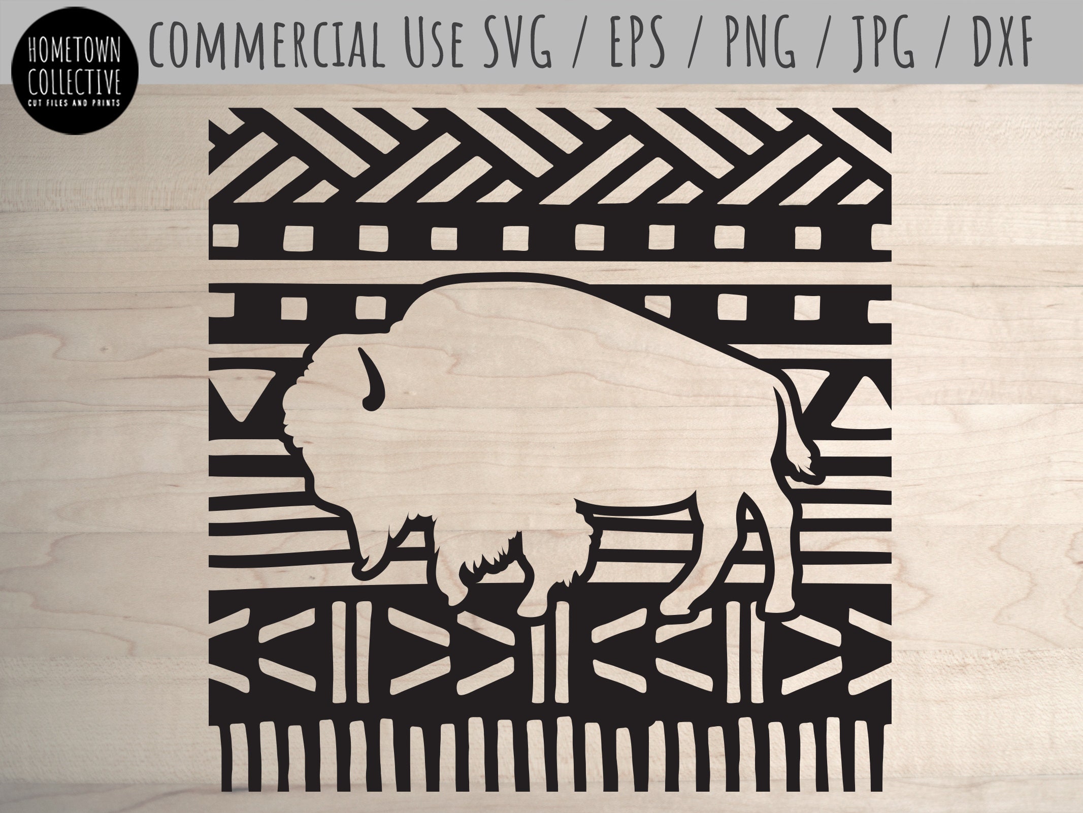 Buffalo SVG Cut File - Boho Pattern Buffalo Dxf, Eps, Png, Jpg - Etsy