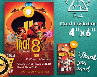 The Incredibles 2 Birthday Invitation, The Incredibles, Birthday Invitation, You Print, Printable, Pixar, The incredibles 2, Mr. Incredible