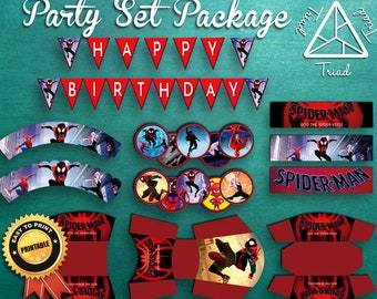 Spider-man Into The Spider-verse Printable Party Set, party kit, spider-man, marvel, printables, party supplies, printable set, spider-verse