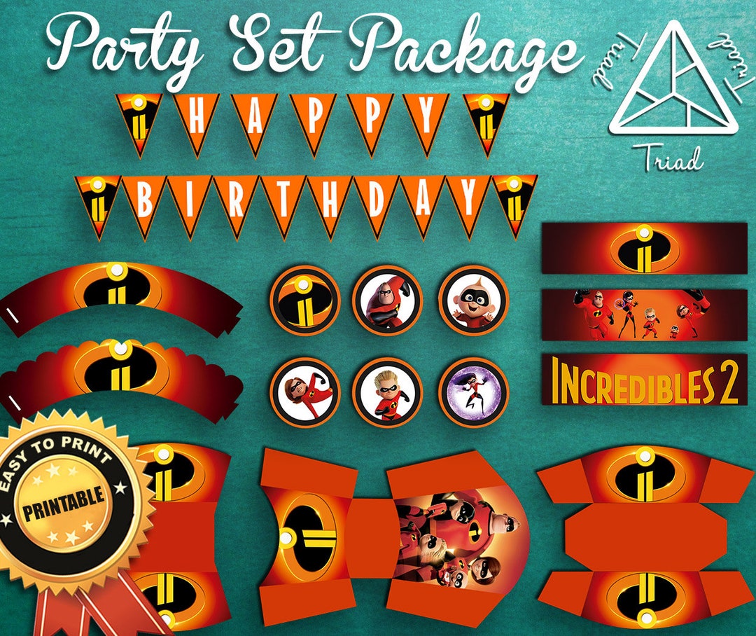 The Incredibles 2 Printable Party Set, Party Kit, the Incredibles, Pixar, Printables, Party ...