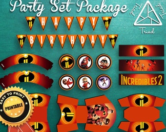 The Incredibles 2 Printable Party Set, party kit, the incredibles, pixar, printables, party supplies, the incredible supplies, printable set