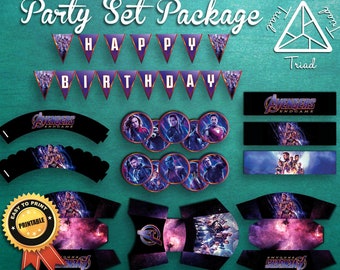 Avengers Endgame Printable Party Set, party kit, Avengers, marvel, printables, party decorations, printable set, endgame, iron man, thor