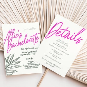 Bachelorette Party Weekend Invitation | Neon Themed with Beach Design | DIY Printable Template Digital Invitation