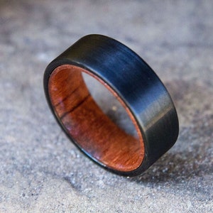 Mens Wedding Band Wood, Wedding Band, Koa Wood Ring, Wedding Band for Men, Mens Ring, Wedding Band for Men, Wood Wedding Band, Wood Inlay image 1