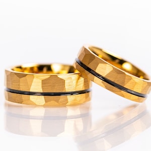 Hammered Wedding Band, Gold Wedding Band, Mens Gold Ring, Womens Ring, Mens Wedding Band, Hammered Ring, Gold Rings, Tungsten Wedding Band
