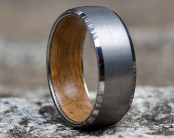 Whiskey Barrel Ring – Mens Wedding Band – Authentic Whiskey Barrel Oak Wood Mens Ring Nature Ring, Tungsten Ring Men, male ring, Wood Ring