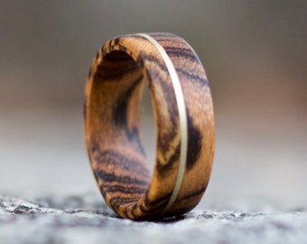 18k Gold Inlay Ring, Wood Ring, Wood Wedding Band, Wooden Ring, Wedding Band, Mens Ring, Wood Ring for Men, Gold Inlay Ring, 18 Karat Gold