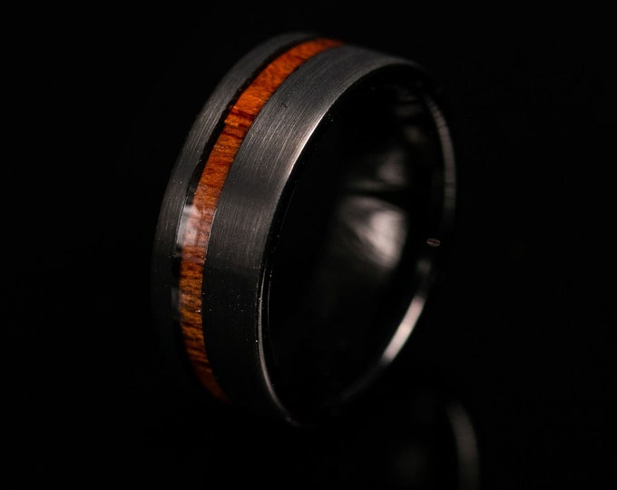 Wood Wedding Band, Wooden Ring, Wood Ring, Koa Wood Ring, Mens Wooden Ring, Mens Ring, Mens Wedding Band, Wood Inlay Ring, Wood Ring Men