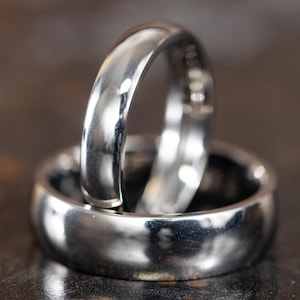 Simple Titanium Silver Ring for Men Women, Titanium Wedding Band, 2mm, 4mm, 6mm, 8mm, Silver Dome Polished Ring for Men Women Couples