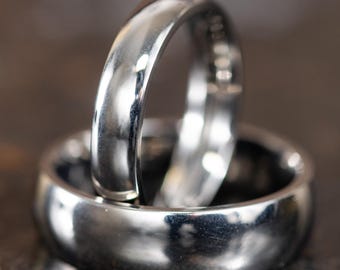 Simple Titanium Silver Ring for Men Women, Titanium Wedding Band, 2mm, 4mm, 6mm, 8mm, Silver Dome Polished Ring for Men Women Couples