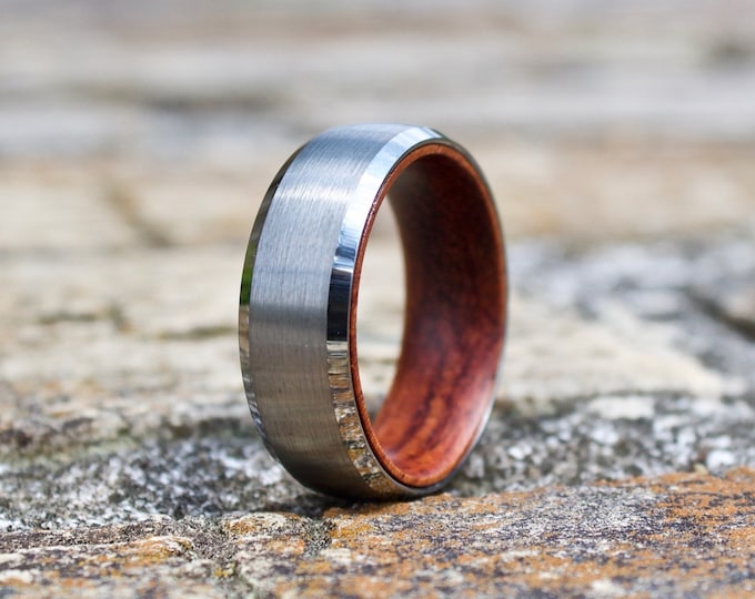 Wood Ring, Wood Wedding Band, Mens Wooden Band, Wooden Ring, Mens Ring, Wedding Band, Wood Inlay Ring, Rose Wood Ring, Wood Ring Men