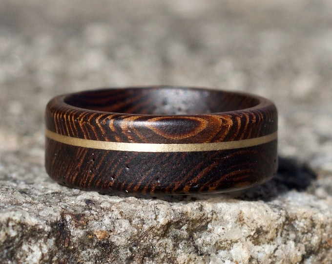 Wood Ring, Wood Wedding Band, Wooden Ring, Mens Wedding Band, 18k Gold Inlay Ring, Wood Ring for Men, Gold Inlay Ring, 18 Karat Gold Ring