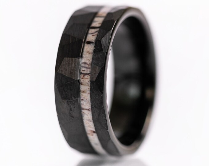 Black Wedding Band, Hammered Black Tungsten Ring, Tungsten Wedding Band, Mens Ring, Mens Wedding Ring, 8mm Wide, Black Hammered Wedding Band