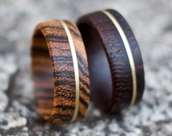 18k Gold Inlay Ring, Wood Ring, Wood Wedding Band, Wooden Ring, Wedding Band, Mens Ring, Wood Ring for Men, Gold Inlay Ring, Mens Gold Ring