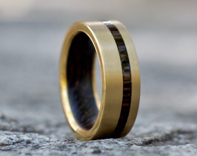 18k Gold Inlay Ring, Wood Ring, Wood Wedding Band, Wooden Ring, Wedding Band, Wooden Band, Wood Ring for Men, Gold Inlay Ring, 18 Karat Gold
