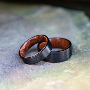 Mens Wedding Band Wood, Wedding Band, Koa Wood Ring, Wedding Band for Men, Mens Ring, Wedding Band for Men, Wood Wedding Band, Wood Inlay image 2