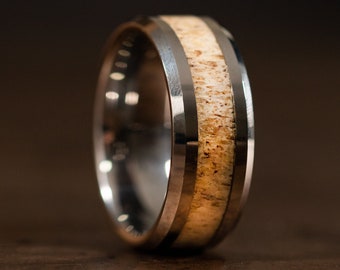 Antler Ring, Mens Antler Ring, Antler Wedding Band, Mens Wedding Band, Mens Wooden Ring, Wedding Band Antler, Deer Antler Ring, Mens Ring