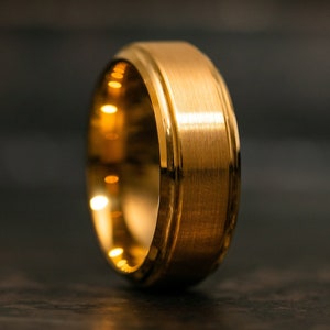 Gold Tungsten Wedding Band, Brushed Gold Band, Mens Wedding Band, Tungsten Wedding Ring, Mens Ring, Gold Ring, Wedding Band Men,