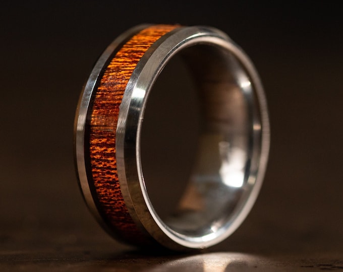 Mens Wedding Band, Wedding Band, Mens Wedding Ring, Mens Ring, Wedding Band for Men, Wood Wedding Band, Koa Wood Ring, Wood Inlay Ring