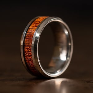 Mens Wedding Band, Wedding Band, Mens Wedding Ring, Mens Ring, Wedding Band for Men, Wood Wedding Band, Koa Wood Ring, Wood Inlay Ring