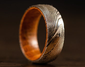 Wood Wedding Band, Whiskey Barrel Ring, Wooden Ring, Wood Ring, Wood Wedding Ring, Mens Wooden Ring, Men Ring, Wood Inlay Ring, Whiskey Ring