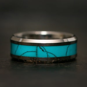 Turquoise Ring, Mens Turquoise Ring, houten trouwring, trouwring, Mens Wedding Band, Turquoise Band, Mens Ring, Turquoise Ring voor mannen