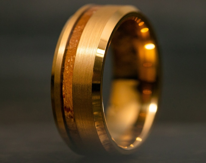 18k Gold Inlay Ring, Wood Ring, Wood Wedding Band, Wooden Ring, Wedding Band, Wooden Band, Wood Ring for Men, Gold Inlay Ring, 18 Karat Gold