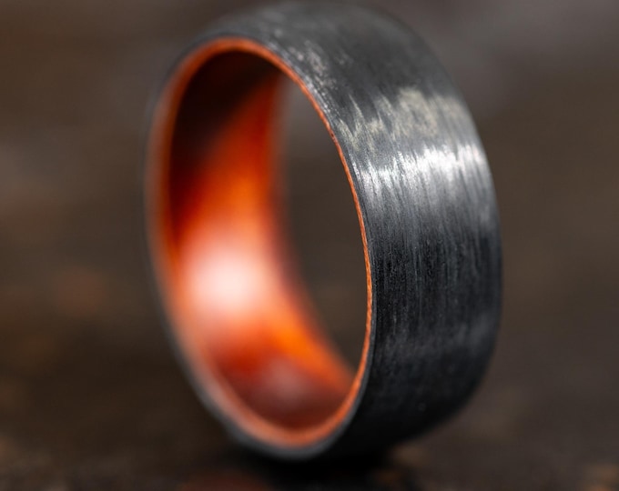 Carbon Fiber Ring with Wood Inlay, Wooden Ring, Wood Wedding Ring, Mens Carbon Fiber Ring, Mens Rings, Wedding Band With Carbon Fiber