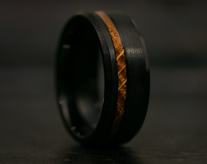 Brushed Black Wood Ring, Wooden Ring for Men, Tungsten Carbide Ring, Wood Wedding Band, Koa Wood Ring, Wood Ring, Black Ring, Wedding Band