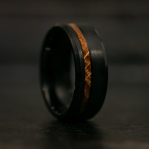 Brushed Black Wood Ring, Wooden Ring for Men, Tungsten Carbide Ring, Wood Wedding Band, Koa Wood Ring, Wood Ring, Black Ring, Wedding Band