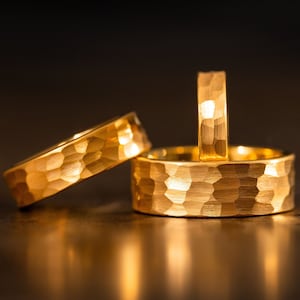 Gold Wedding Band, Brushed Gold Band, Mens Wedding Band, Tungsten Wedding Ring, Mens Ring, Gold Ring, Wedding Band Men, Hammered Gold Ring