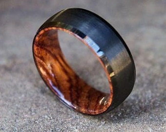 Wood Ring, Wood Wedding Band Men, Wooden Ring, Mens Ring, Wood Inlay Ring, Koa Wood Ring, Black Wedding Band Wood, Wood Ring Men