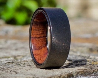 Anillo de la inserción de madera, anillo de madera, banda de la boda para el hombre, banda de la boda de los hombres, banda de la boda de la madera, anillo de los hombres, banda de la boda de la boda, hombres de la banda de la boda de la madera