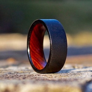 Wood Wedding Band, Wooden Ring, Wood Ring, Wood Wedding Ring, Mens Wooden Ring, Mens Ring, Black Wedding Band, Wood Inlay Ring, Wood Rings