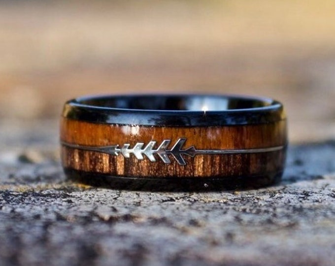 Mens Wood Wedding Band, Wedding Band, Mens Wedding Ring, Wedding Band for Men, Mens Ring, Wedding Band for Men, Wood Inlay Ring, Wood Ring