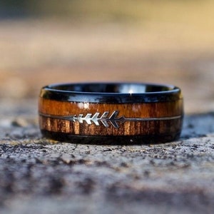 Mens Wood Wedding Band, Wedding Band, Mens Wedding Ring, Wedding Band for Men, Mens Ring, Wedding Band for Men, Wood Inlay Ring, Wood Ring