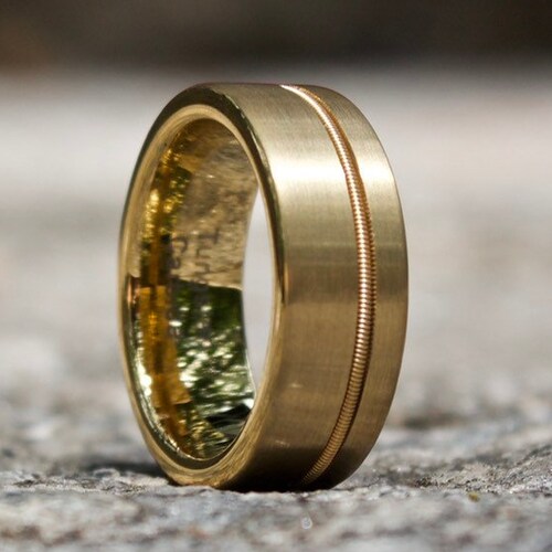 Guitar String Ring Gold Wedding Band Mens Ring Guitar Etsy