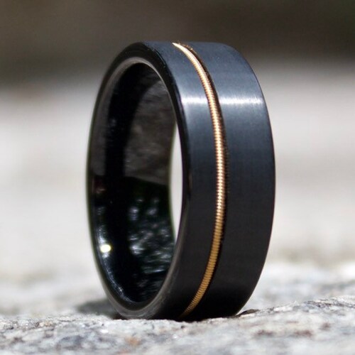 Guitar String Ring Gold Wedding Band Mens Ring Guitar Etsy