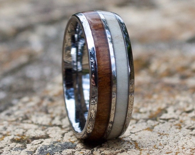 Antler Ring, Mens Antler Ring, Antler Wedding Band, Mens Wedding Band, Mens Wooden Ring, Wedding Band, Wood Ring, Wedding Band Mens