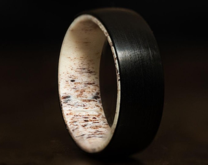 Black Antler Ring, Mens Antler Ring, Antler Wedding Band, Mens Wedding Band, Mens Wooden Ring, Wedding Band, Antler Ring, Black Wedding Band