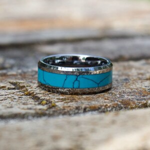 Turquoise Ring Mens Turquoise Ring Wood Wedding Band - Etsy