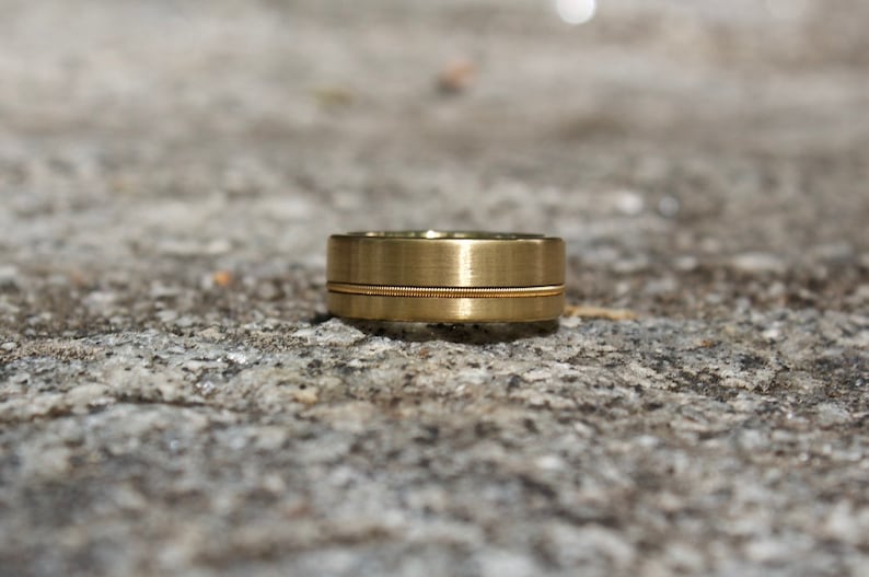 Guitar String Ring Gold Wedding Band Mens Ring Guitar Etsy