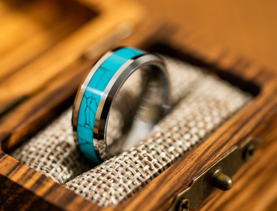 Wood turquoise ring deals