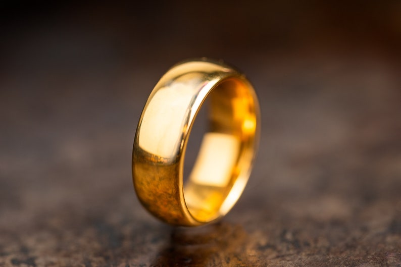 18k Gold Polished Wedding Band for Men Women, 2mm 4mm 6mm 8mm Gold Tungsten Wedding Band, Gold Domed Tungsten Carbide Ring, Gold Ring image 3