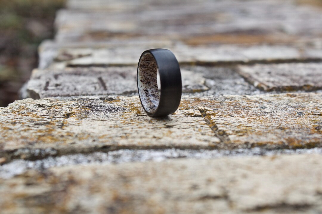 Black Antler Ring Mens Antler Ring Antler Wedding Band Mens Etsy