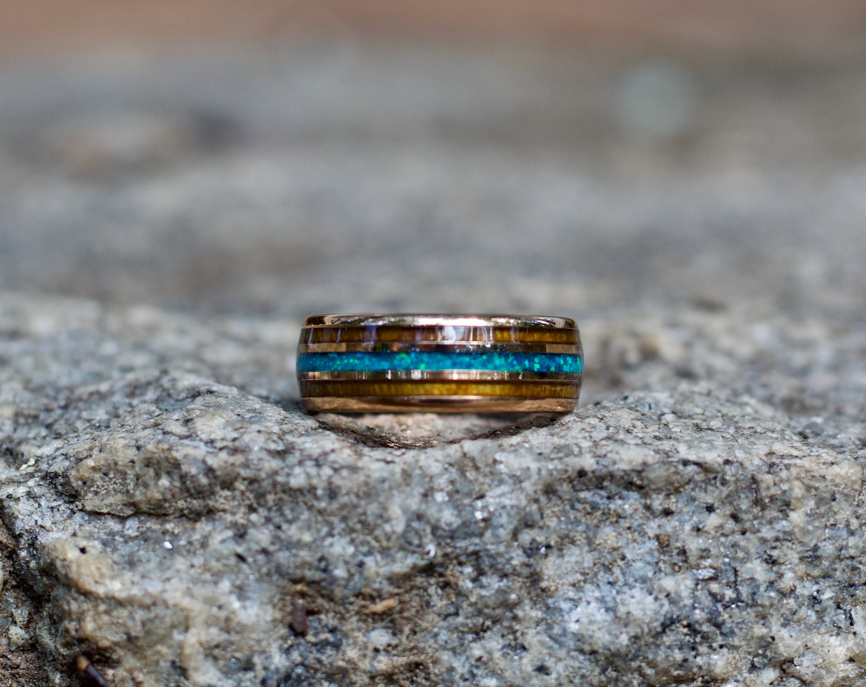 Opal Ring, Rose Gold Wedding Band, Opal Wedding Band, Rose Gold Band
