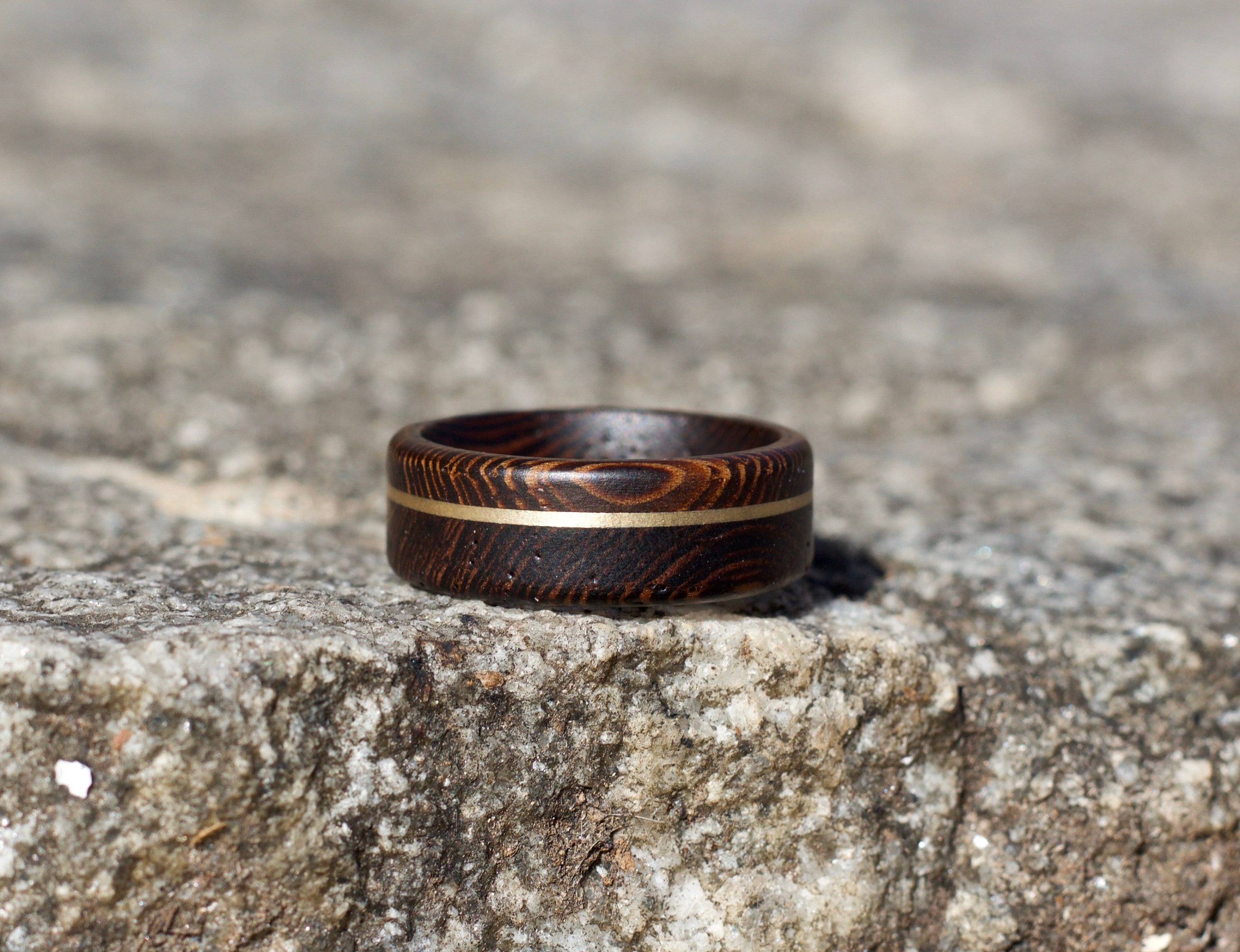 18k Gold Inlay Ring, Wood Ring, Wood Wedding Band, Wooden Ring, Wedding