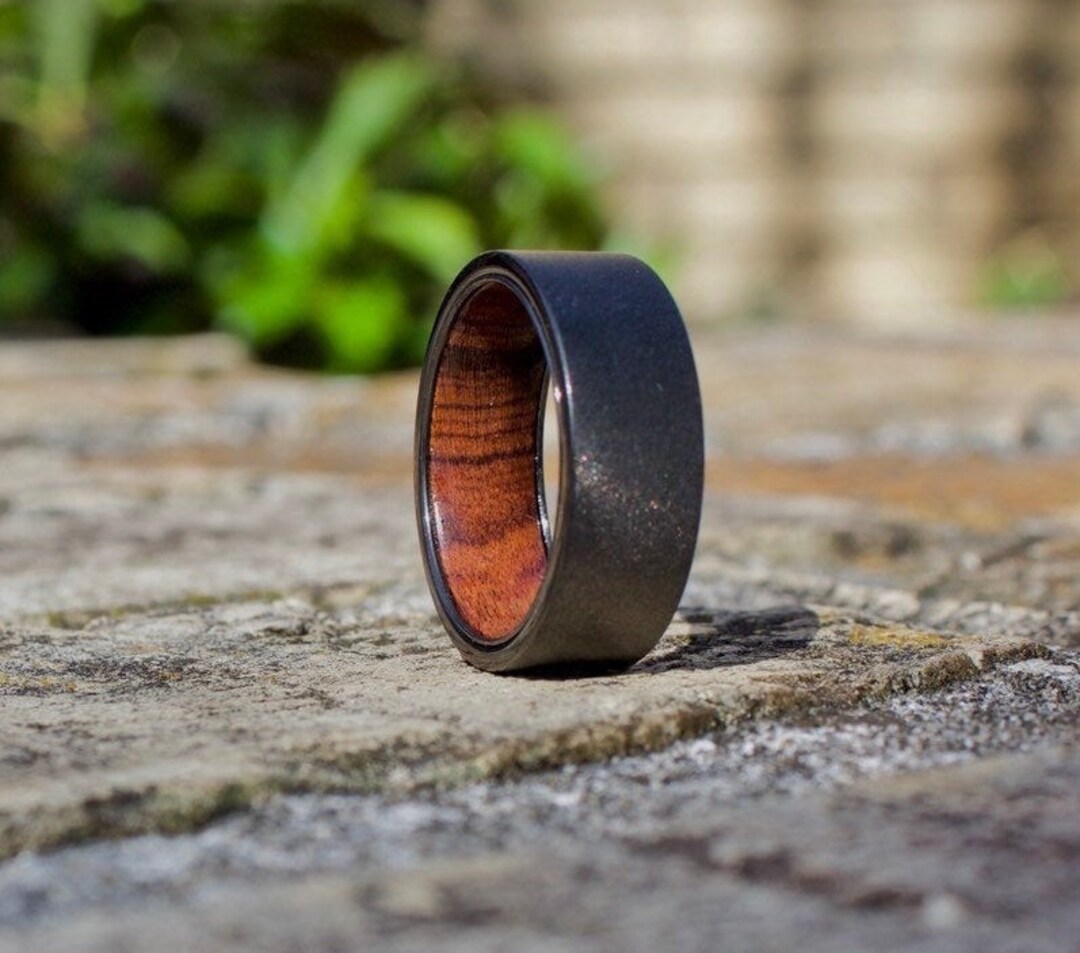 Wood Inlay Ring, Wood Ring, Wedding Band for Man, Mens Wedding Band ...
